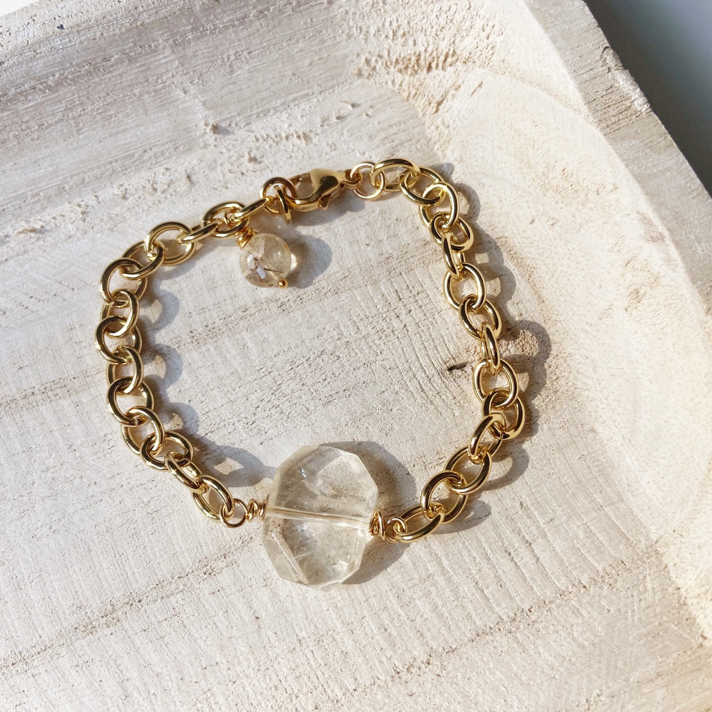 Citrine Chunky Gold Chain Bracelet