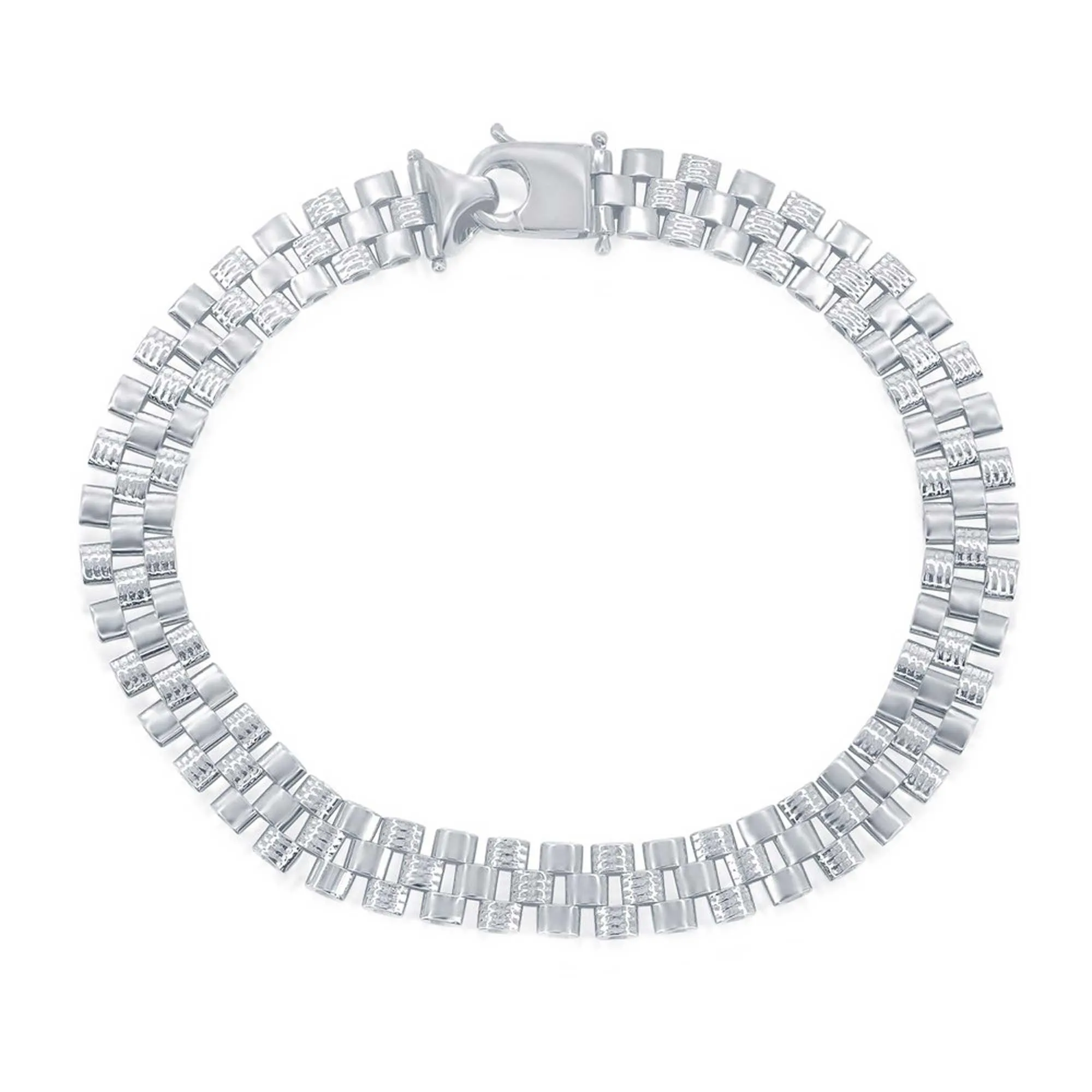 Classic Men's Bracelet - Sterling Silver Panther Link Design Lobster Clasp | S-5135