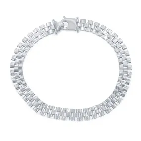 Classic Men's Bracelet - Sterling Silver Panther Link Design Lobster Clasp | S-5135