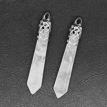 Clear Quartz Reiki Hexagon Point Pendant Necklace