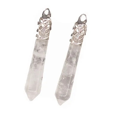 Clear Quartz Reiki Hexagon Point Pendant Necklace