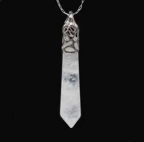 Clear Quartz Reiki Hexagon Point Pendant Necklace