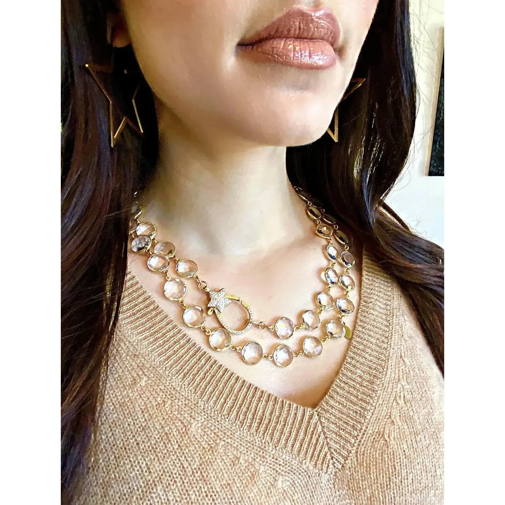 Clear Quartz Star Clasp Necklace