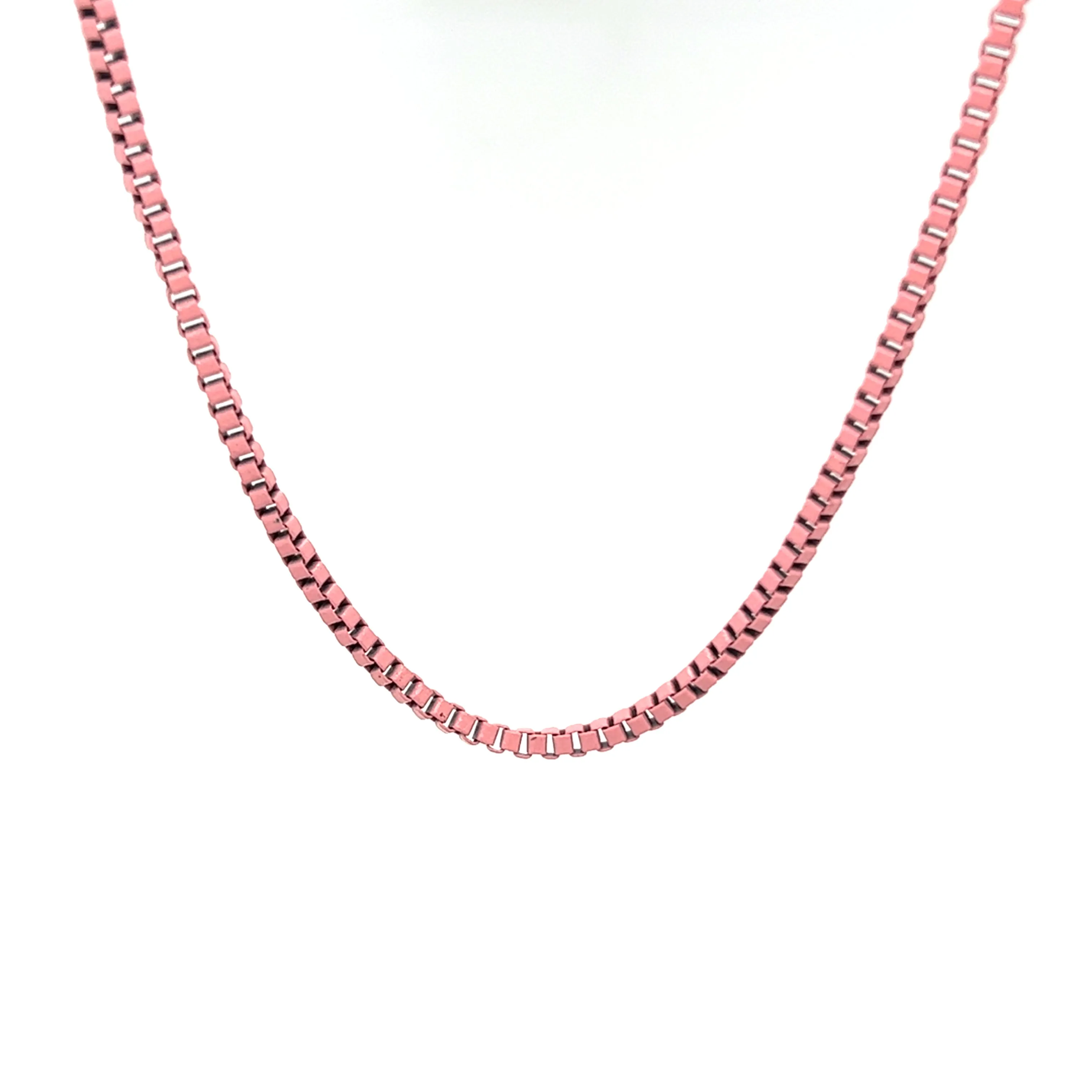 Colored Enamel Thin Box Chain Necklace (1mm)