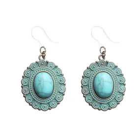 Copper Framed Turquoise Earrings Dangles Hypoallergenic Earrings for Sensitive Ears Made with Plastic Posts