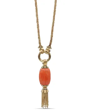 Coral Tassel Necklace