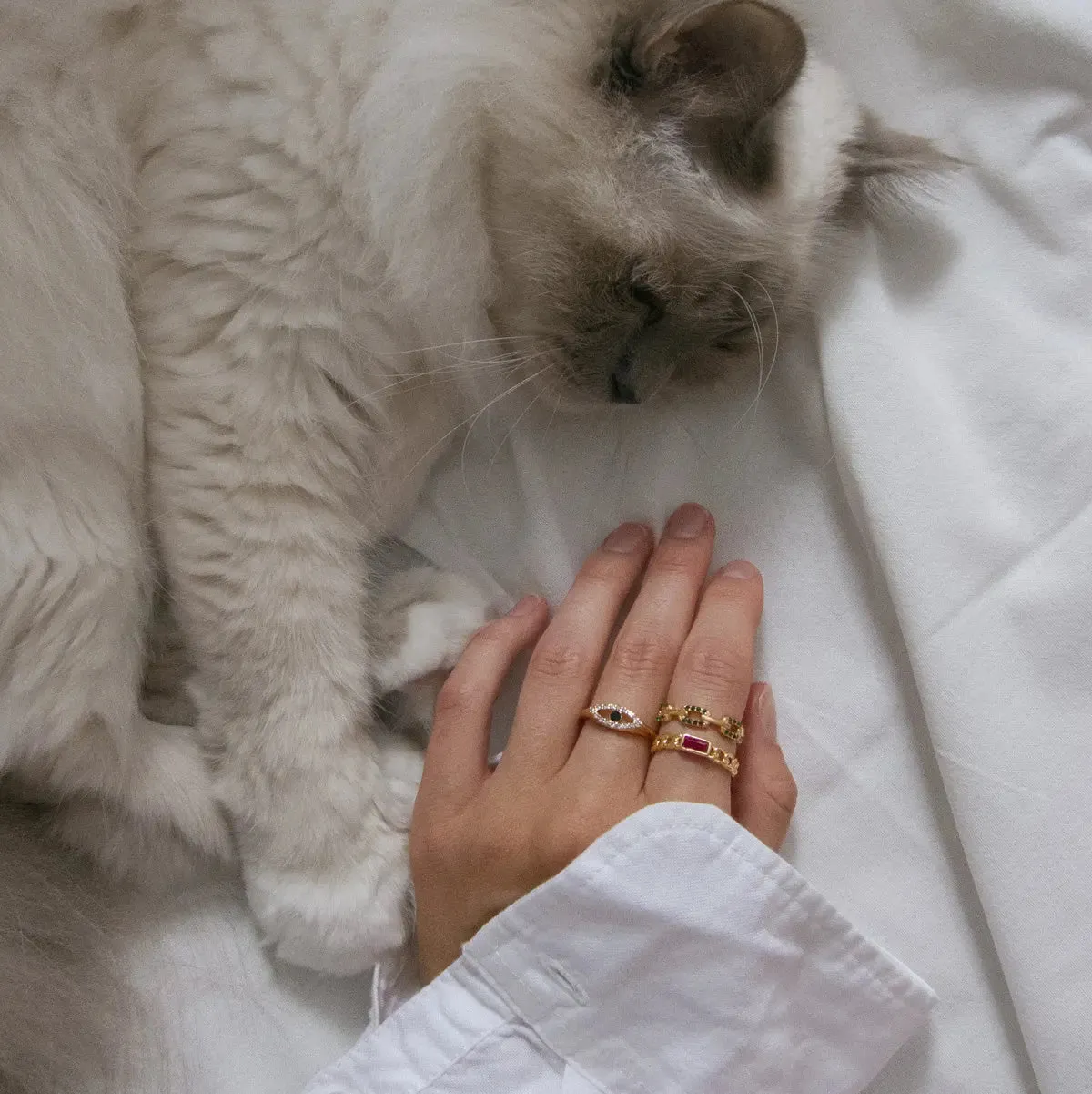 Crystal Chain Ring - Green
