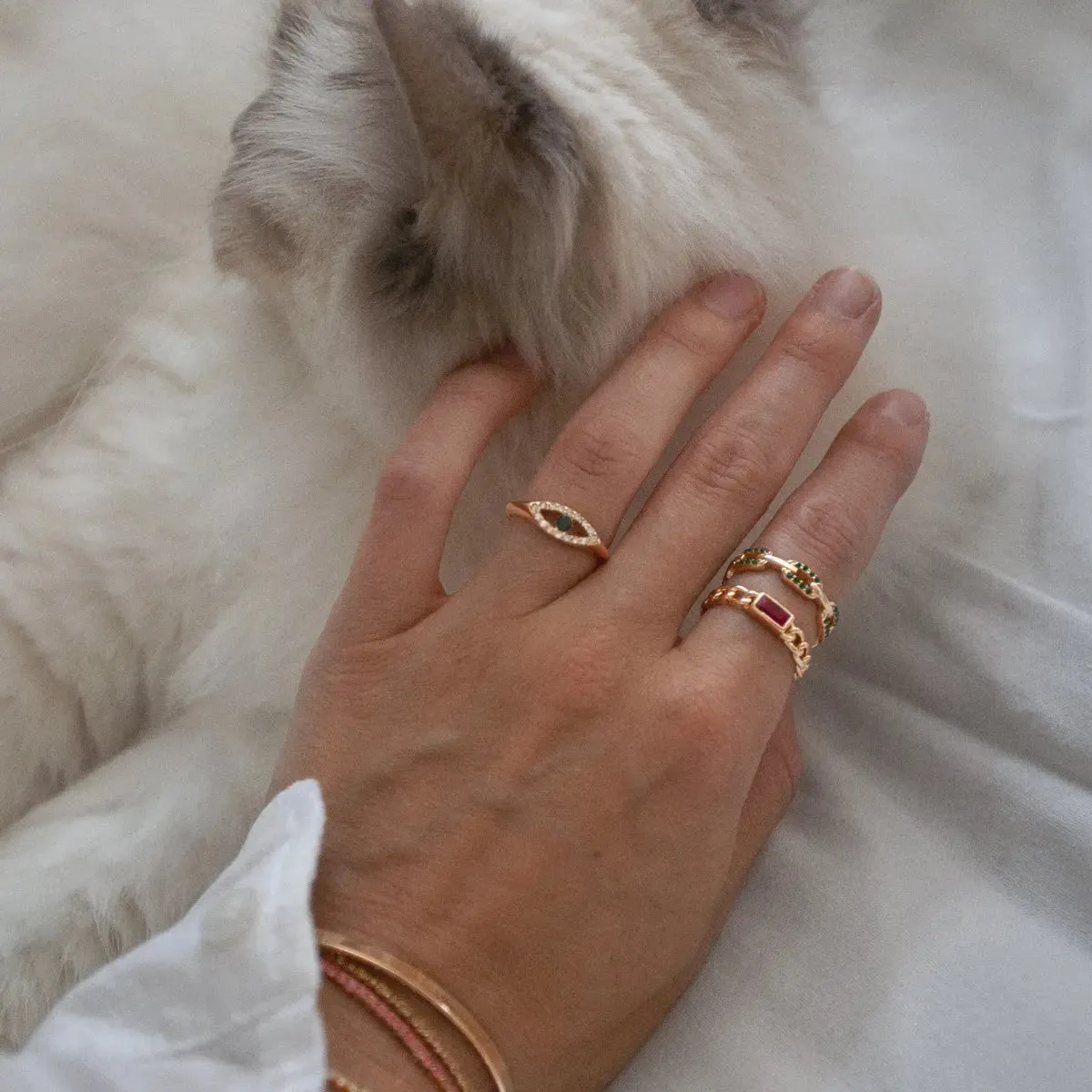Crystal Chain Ring - Green