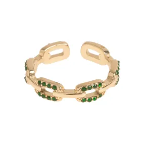 Crystal Chain Ring - Green