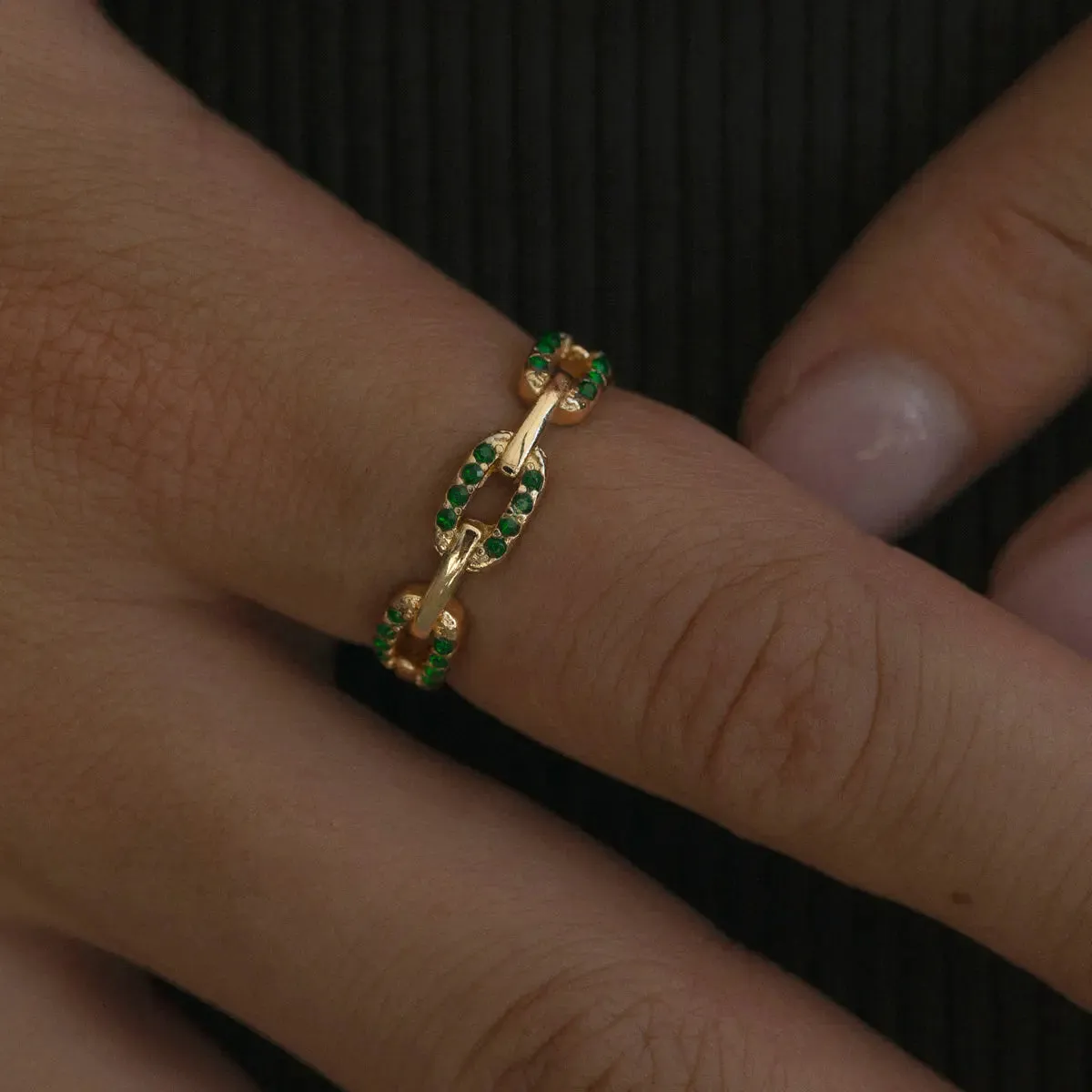 Crystal Chain Ring - Green