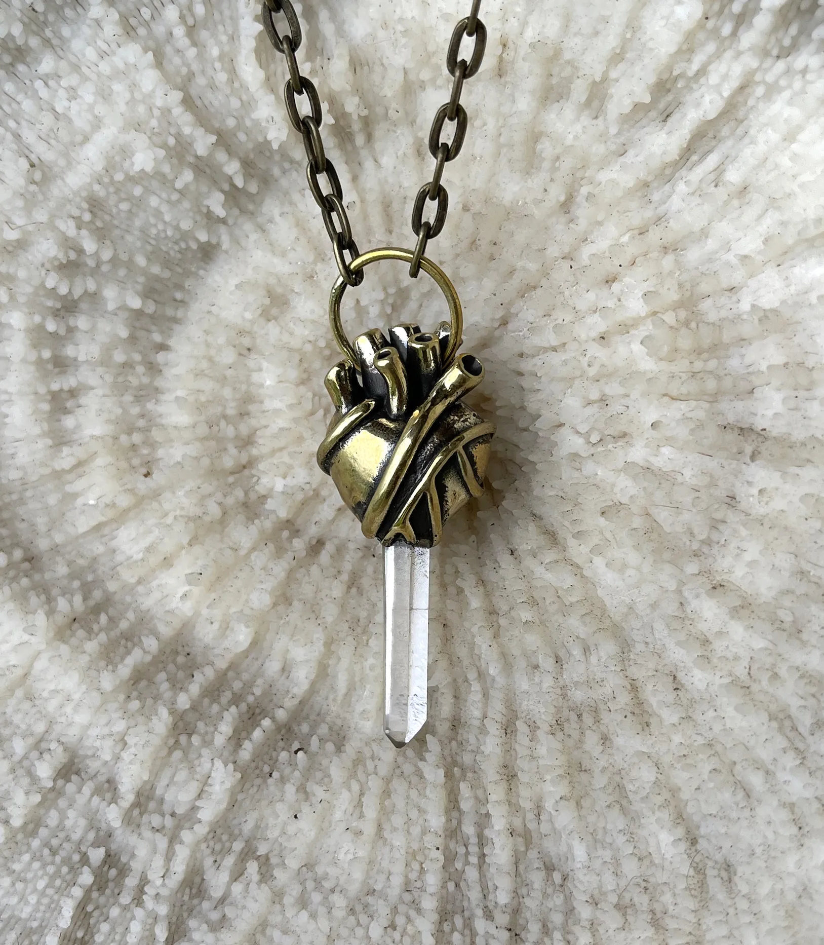 Crystal heart pendant - Starbrary Quartz