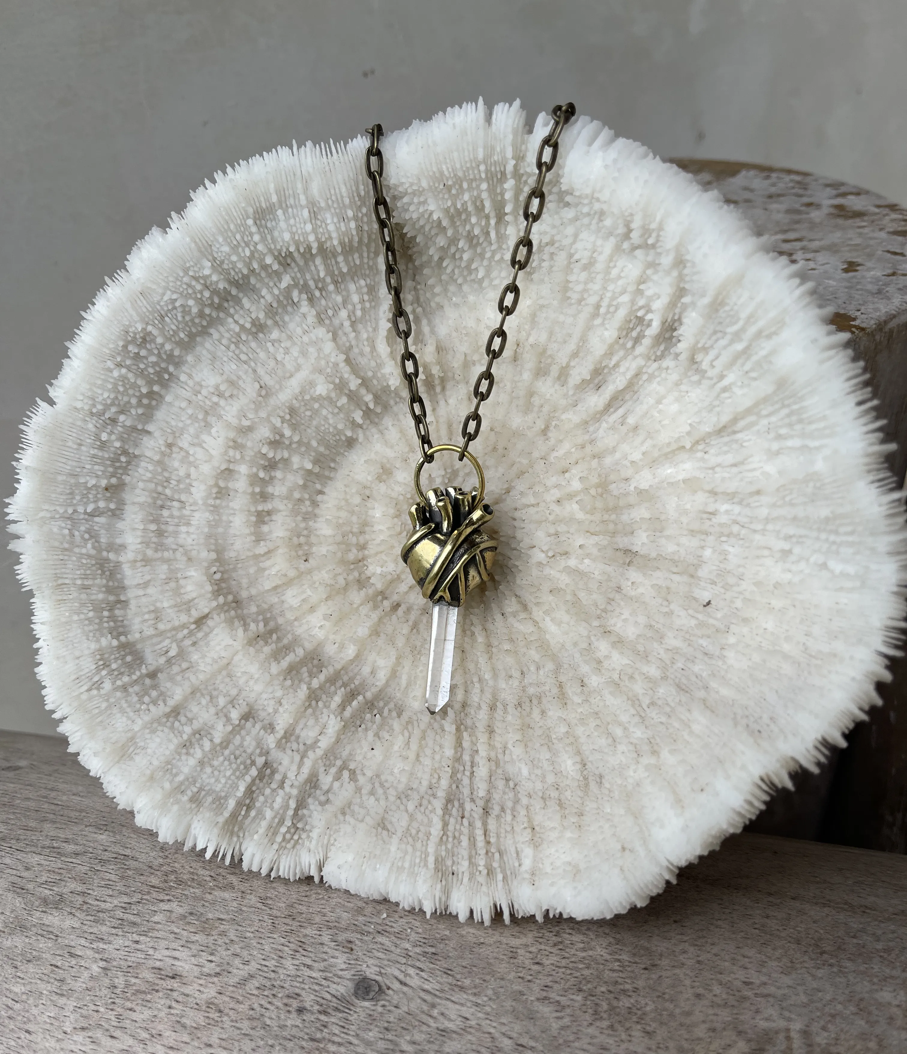 Crystal heart pendant - Starbrary Quartz
