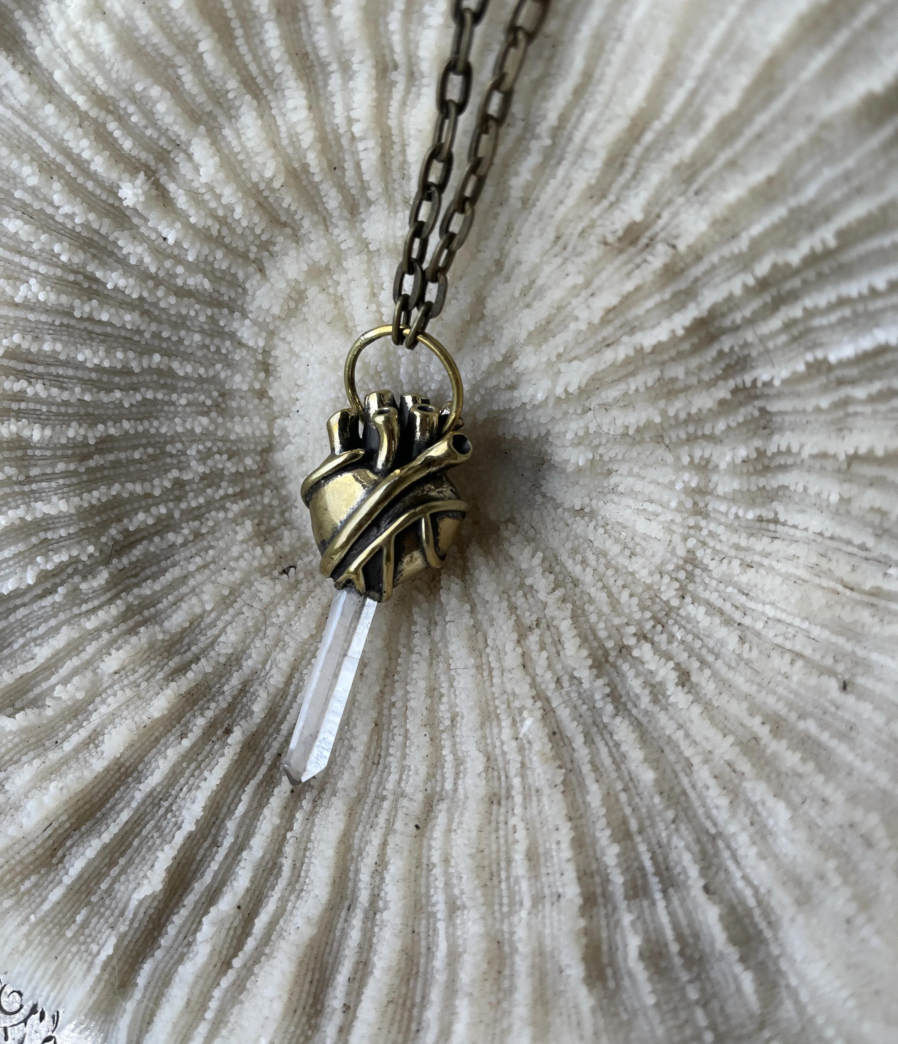 Crystal heart pendant - Starbrary Quartz