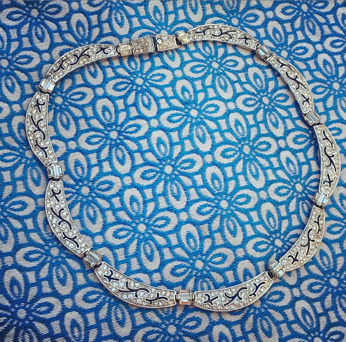 Crystal necklace by Attwood and Sawyer Art Deco style bridal necklace vintage wedding