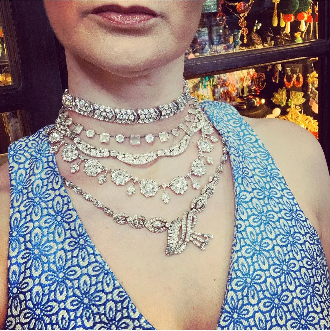 Crystal necklace by Attwood and Sawyer Art Deco style bridal necklace vintage wedding