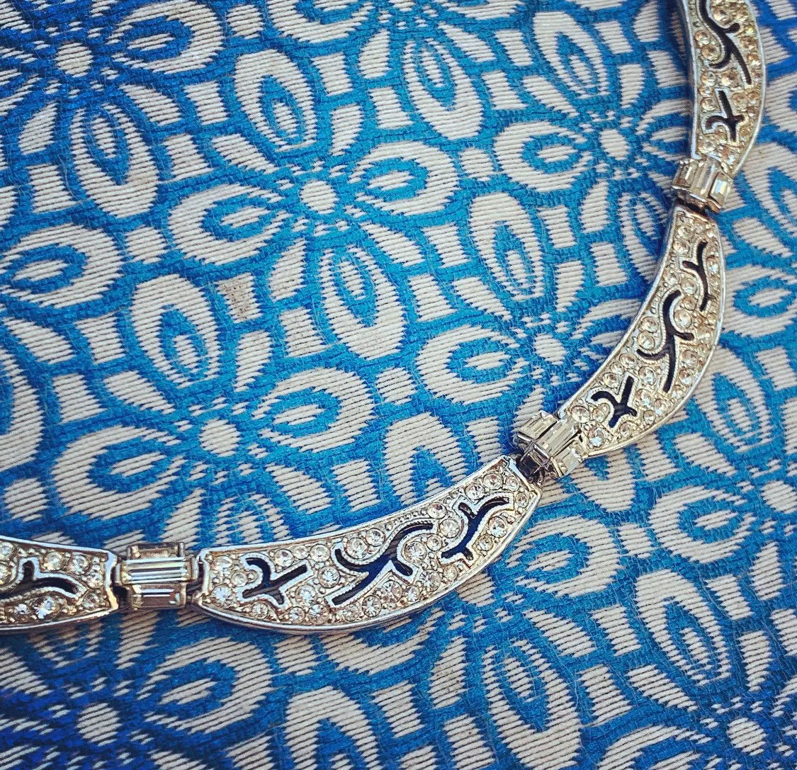 Crystal necklace by Attwood and Sawyer Art Deco style bridal necklace vintage wedding