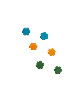 Deco Daisies Flower Stud Earring Set - Lucite Post Earrings - Green Orange and Turquoise