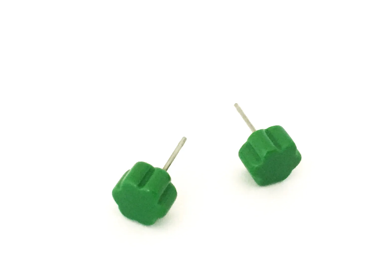 Deco Daisies Flower Stud Earring Set - Lucite Post Earrings - Green Orange and Turquoise
