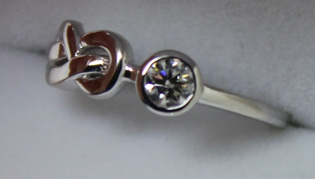 Delicate Genuine 9ct 9kt White Gold Infinity Delicate Pinky Ring   Diamond