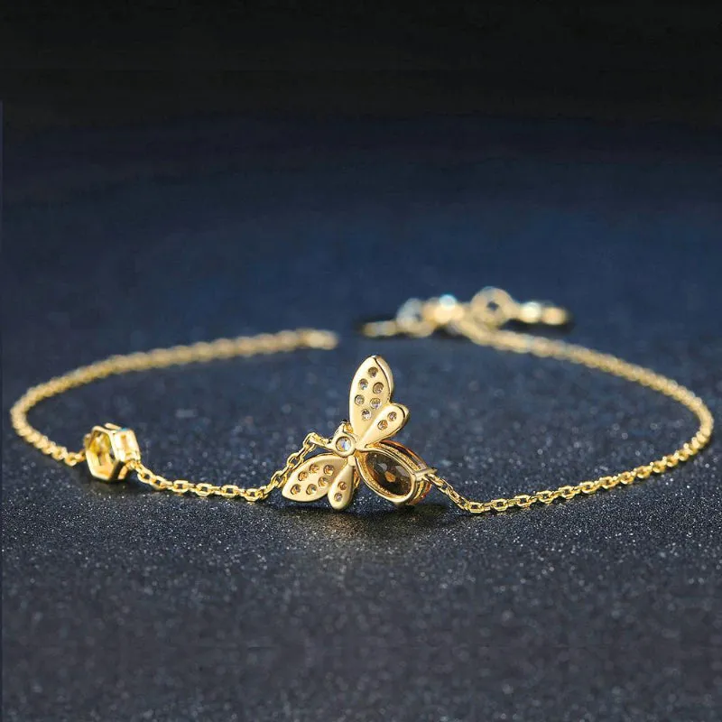 Delightful Citrine Stone Honey Bee Charm Bracelets