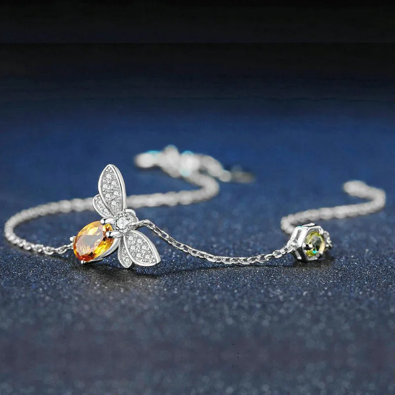 Delightful Citrine Stone Honey Bee Charm Bracelets