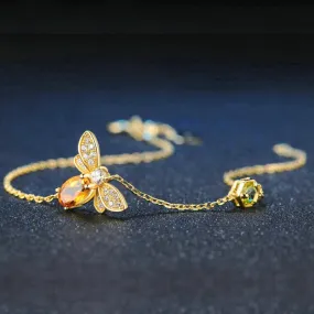 Delightful Citrine Stone Honey Bee Charm Bracelets