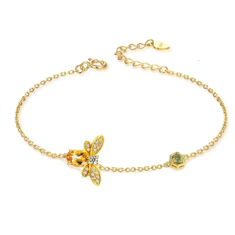 Delightful Citrine Stone Honey Bee Charm Bracelets