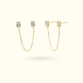 Double Baguette Chain Studs