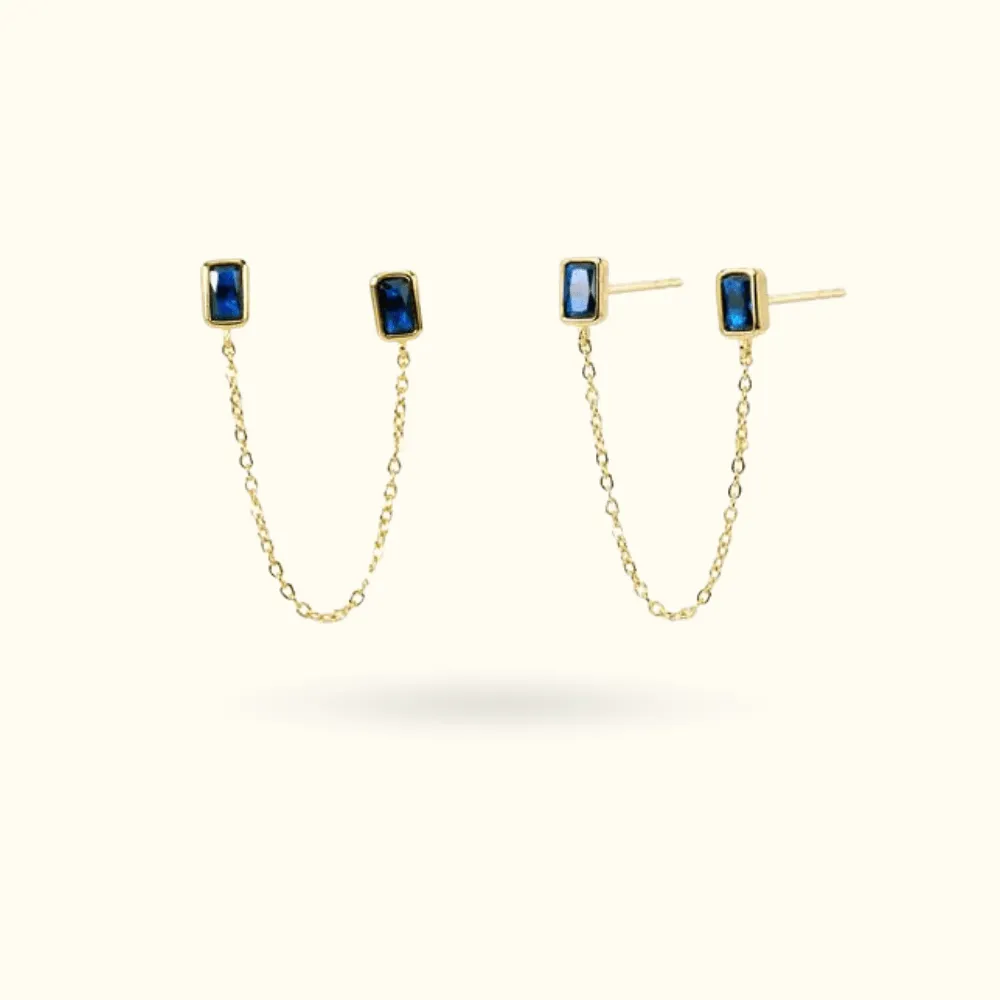 Double Baguette Chain Studs