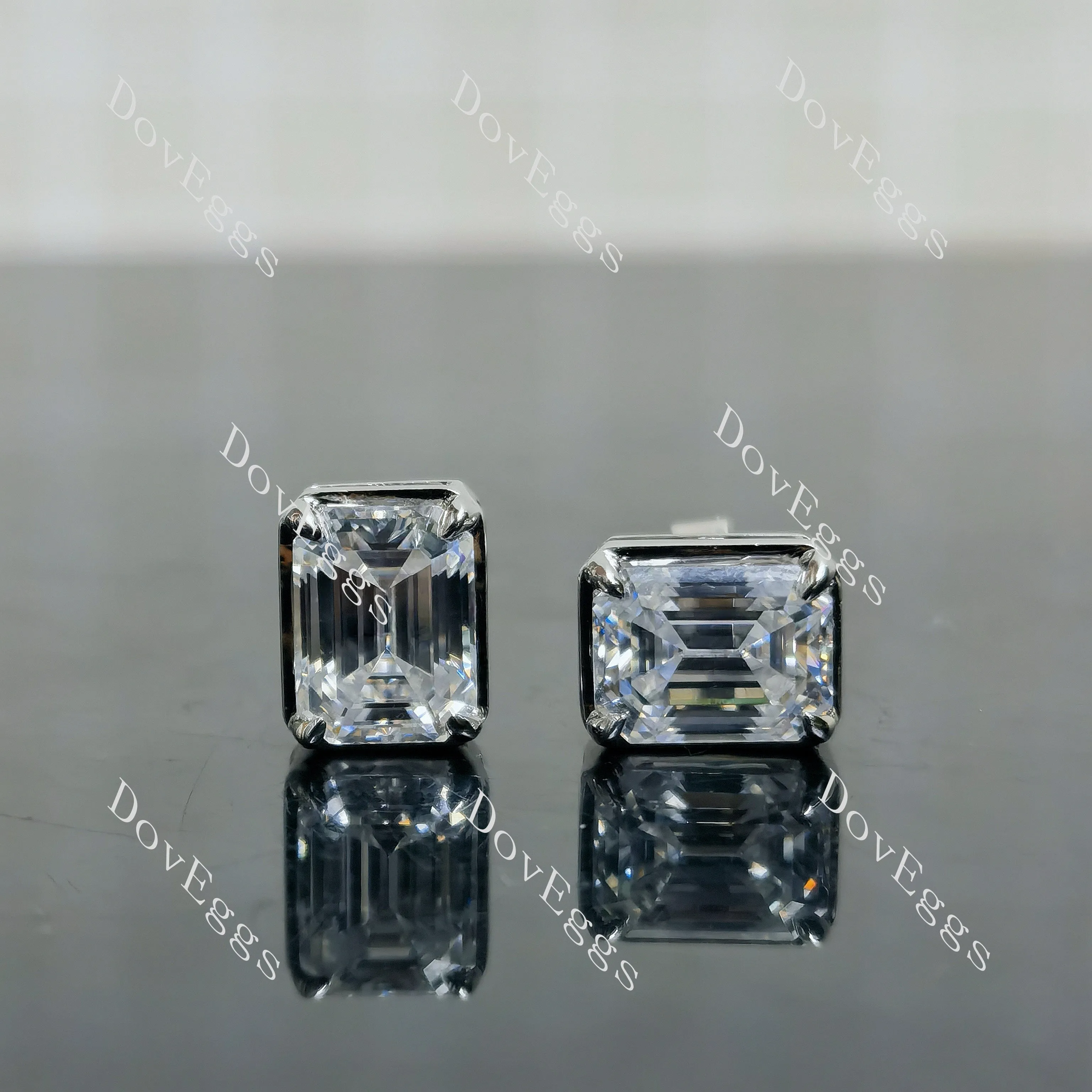 Doveggs emmerald bezel moissanite push back/screw back earrings