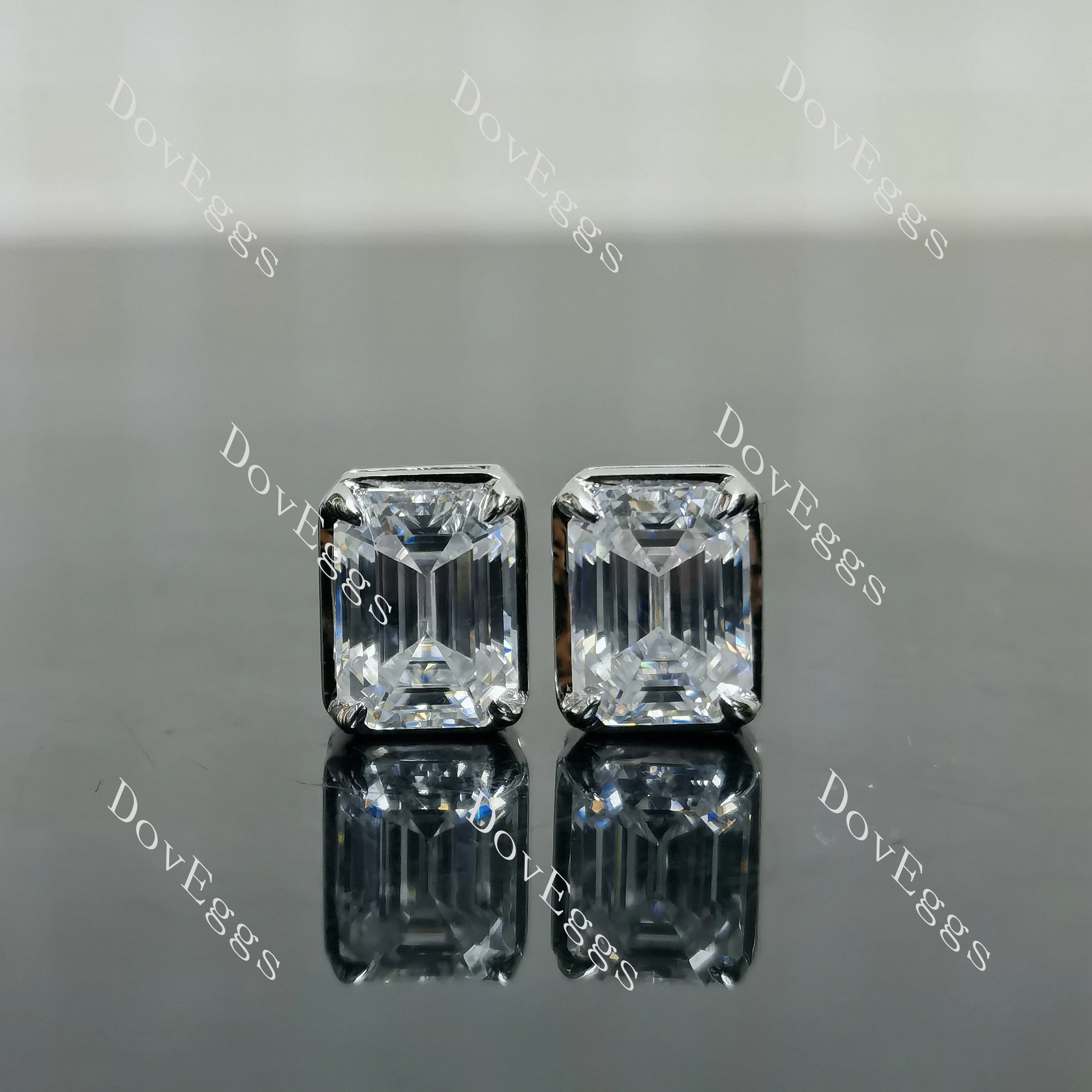 Doveggs emmerald bezel moissanite push back/screw back earrings