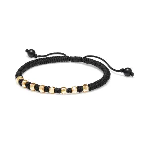DY Fortune Woven Bracelet in Black with Black Onyx in 18K Gold