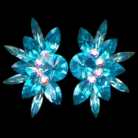 Earrings, Light Turquoise and Crystal AB Rhinestones