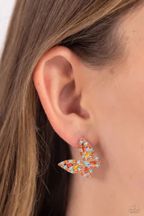 Earrings Tilted Takeoff - Orange POST Butterfly E3020