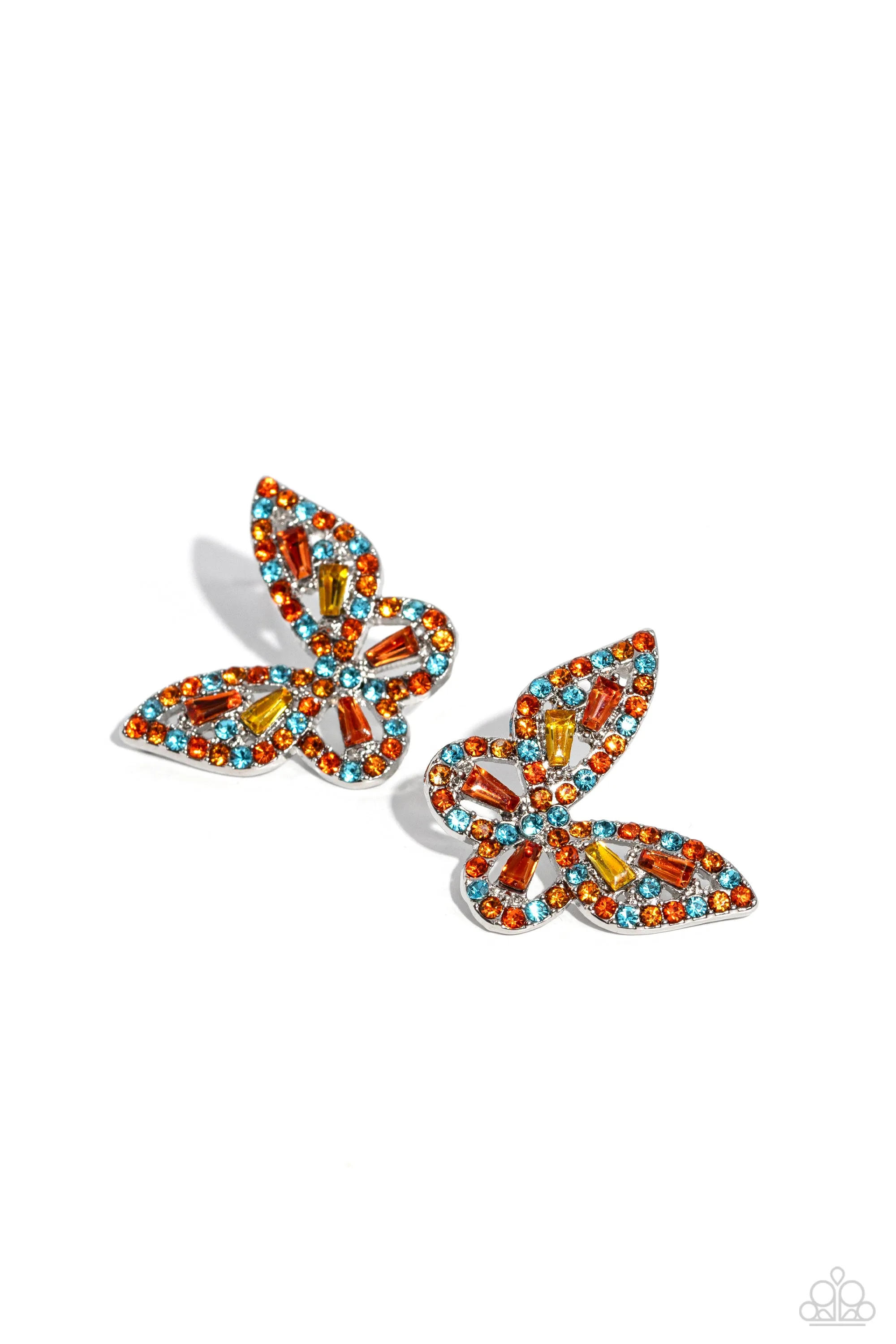 Earrings Tilted Takeoff - Orange POST Butterfly E3020