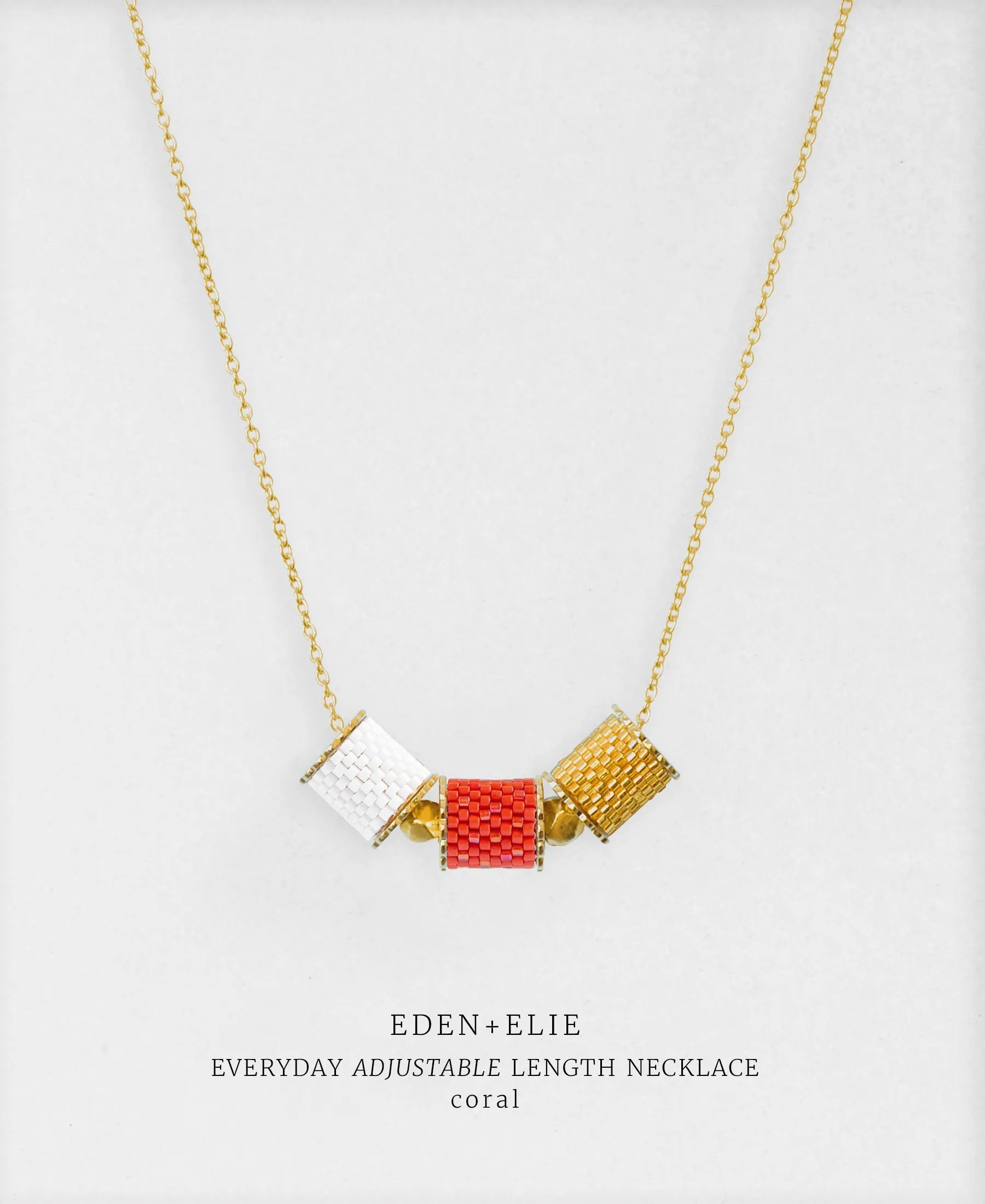 EDEN   ELIE Mother-Daughter twinning necklaces set - coral red