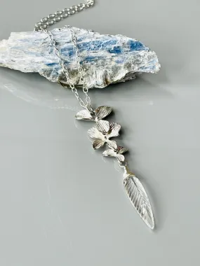 Elegant Silver Marquis Quartz Orchid necklace