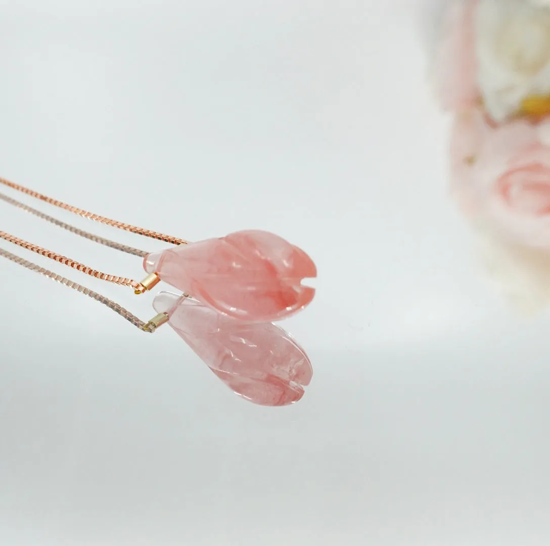 Elf Forest Strawberry Quartz Floral Necklace