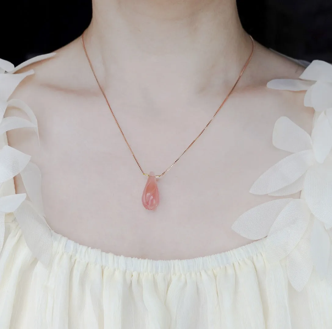 Elf Forest Strawberry Quartz Floral Necklace