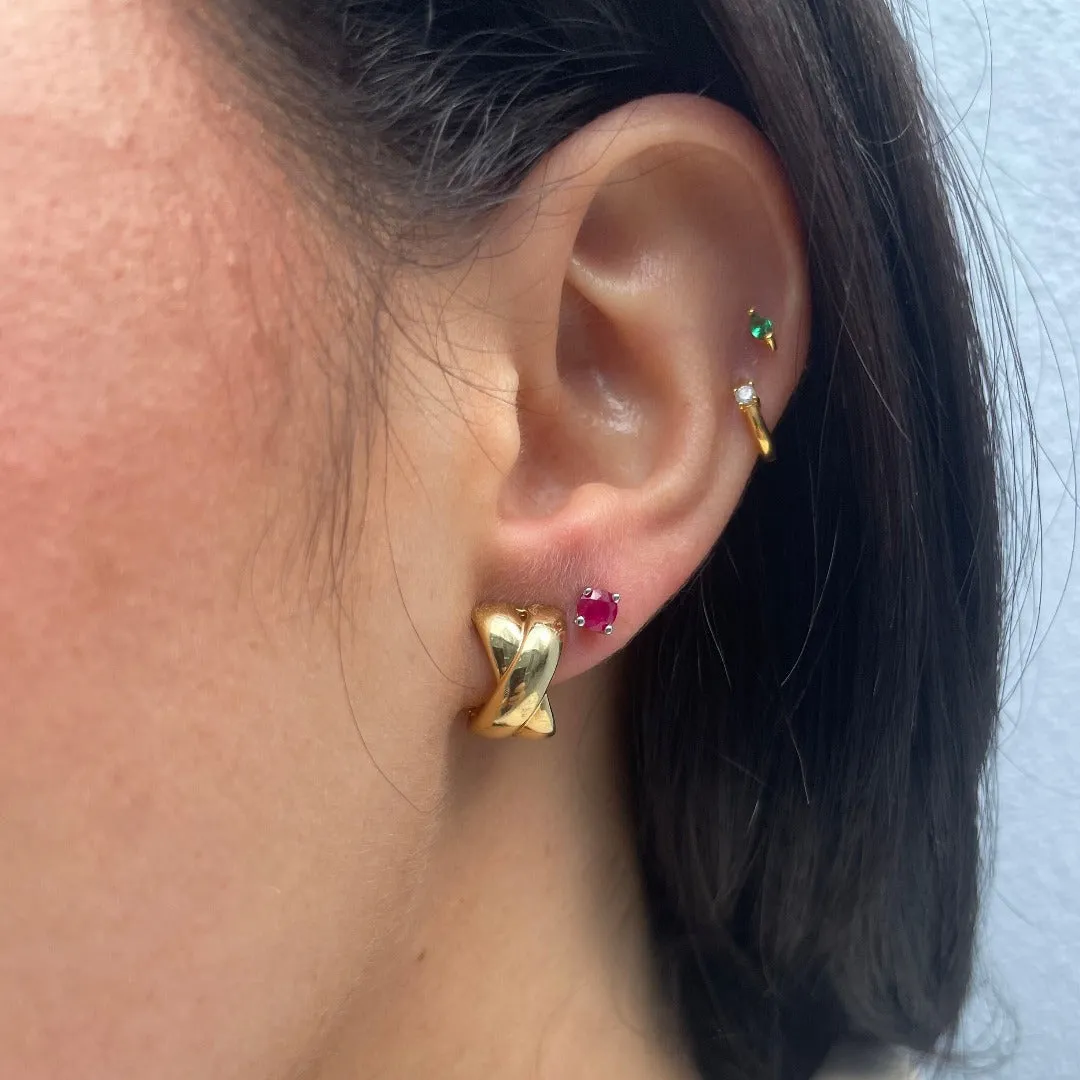 Emerald 14K White Gold 4mm Stud Earrings