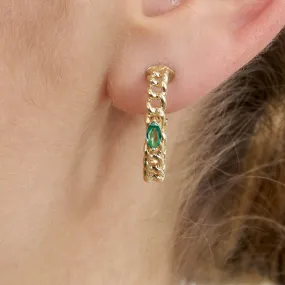 Emerald Chain Hoop Earrings, Damiana