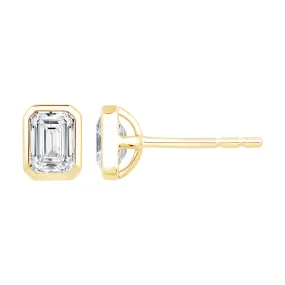 Emerald Cut Solitaire Stud Earrings with 1.00ct of Laboratory Grown Diamonds in 9ct Yellow Gold