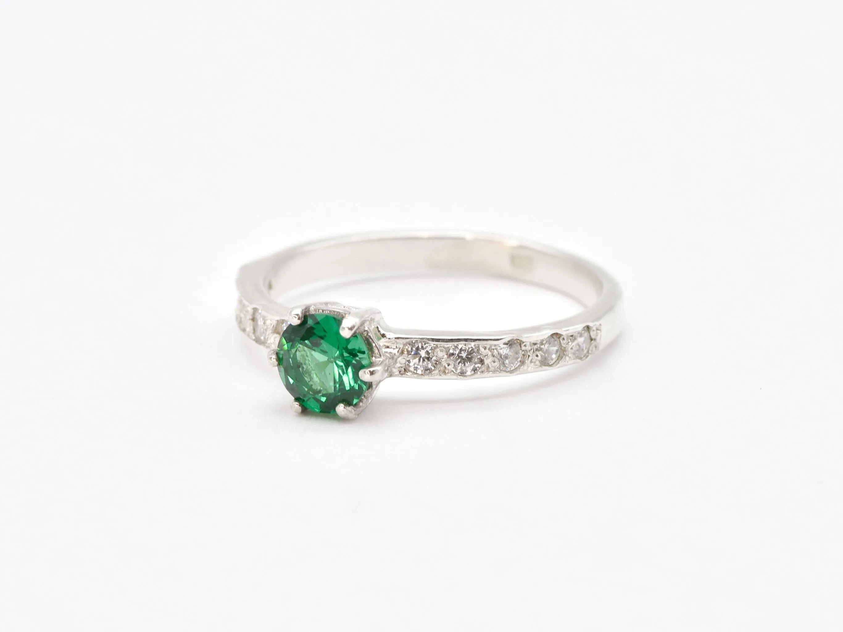 Emerald Engagement Ring - Green Diamond Ring - Classy Vintage Ring