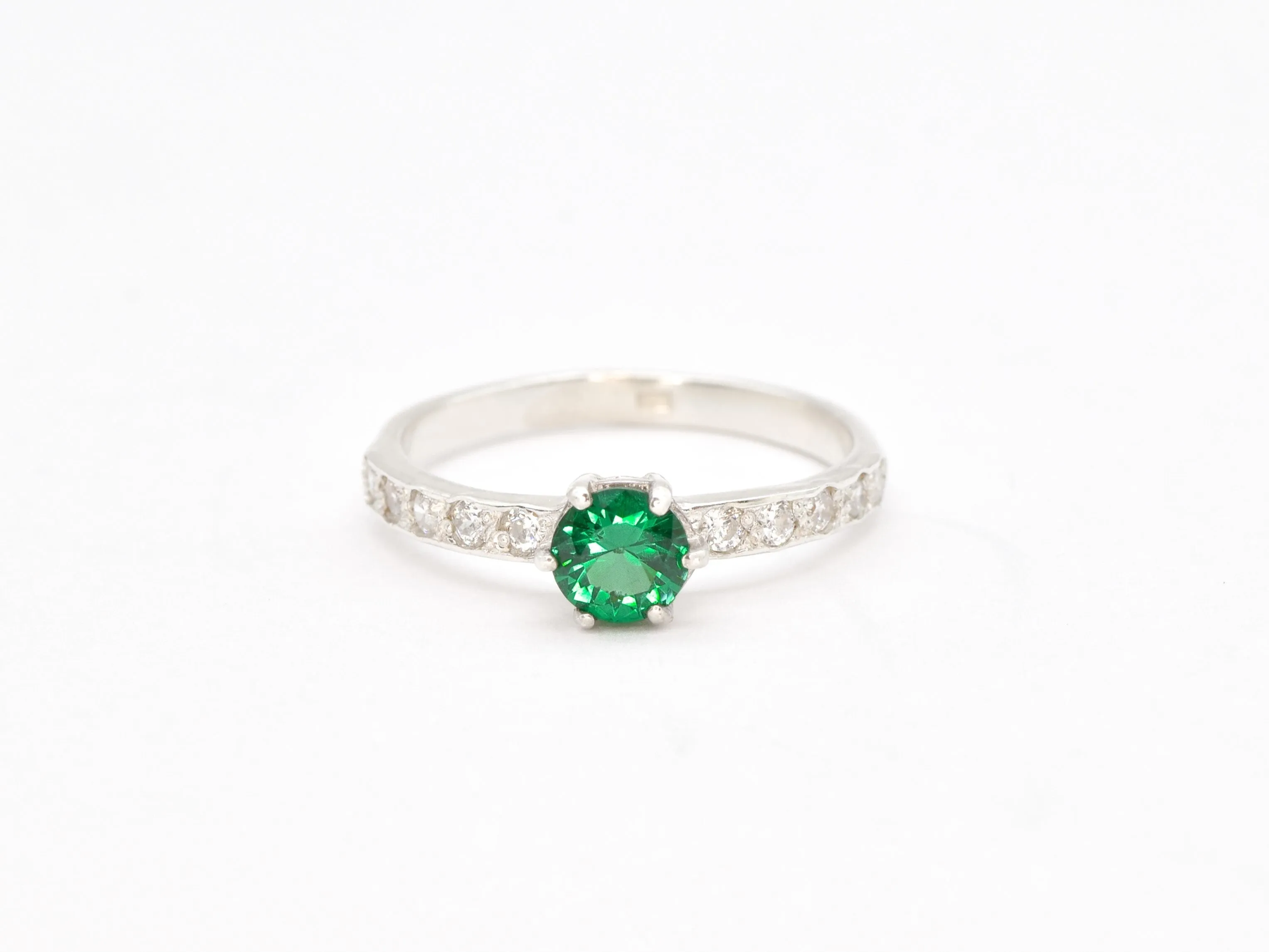 Emerald Engagement Ring - Green Diamond Ring - Classy Vintage Ring