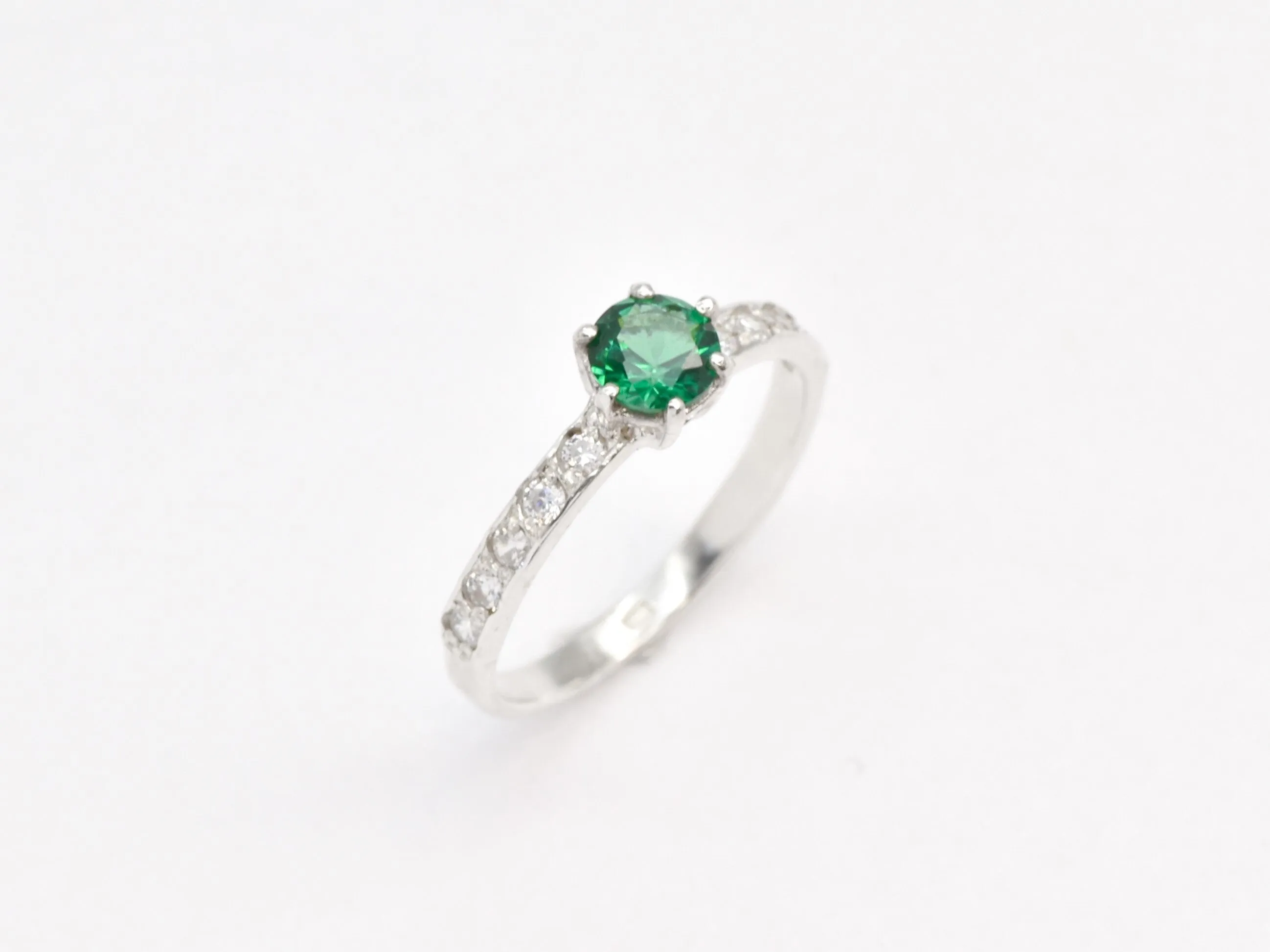 Emerald Engagement Ring - Green Diamond Ring - Classy Vintage Ring