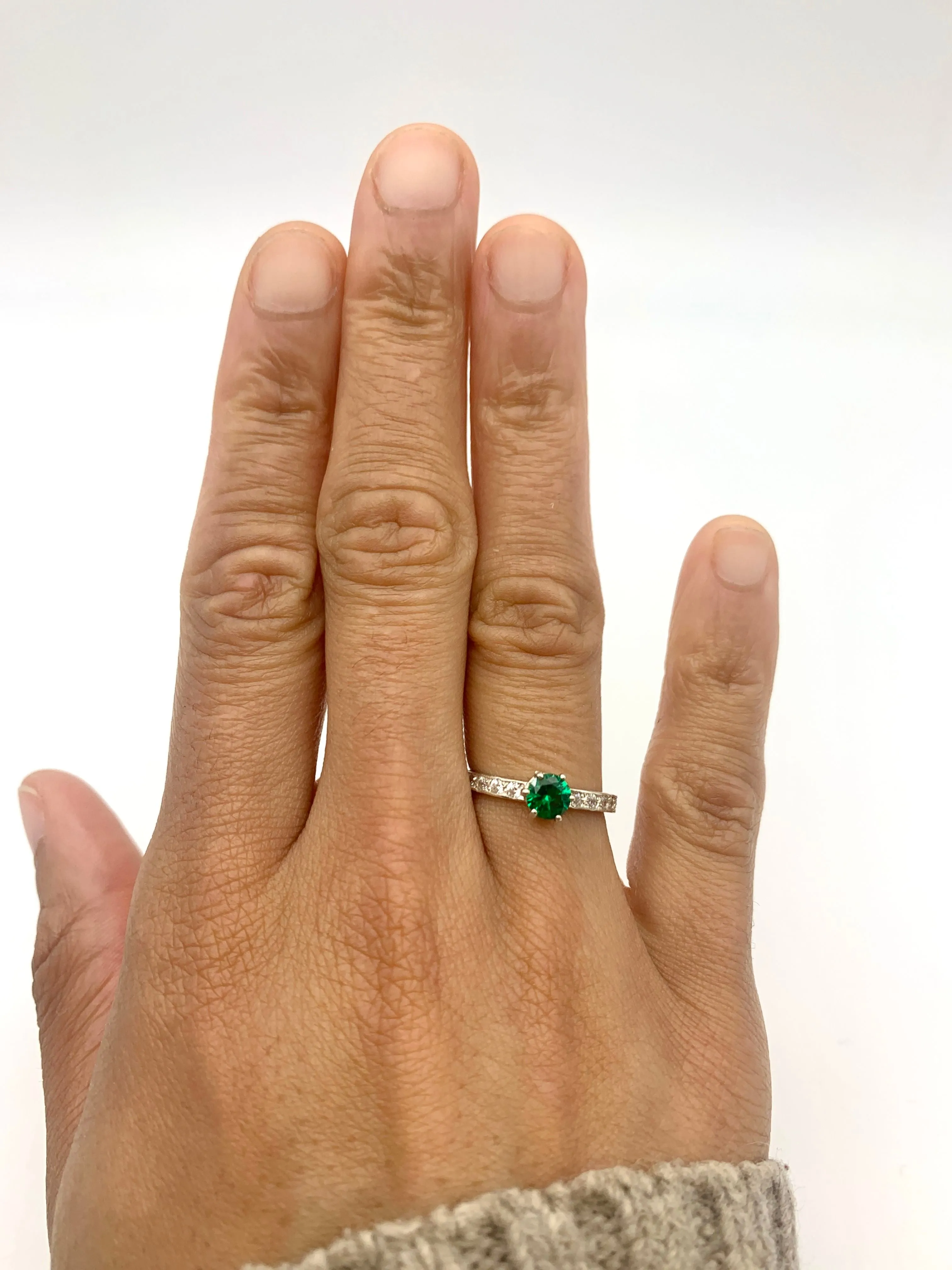 Emerald Engagement Ring - Green Diamond Ring - Classy Vintage Ring