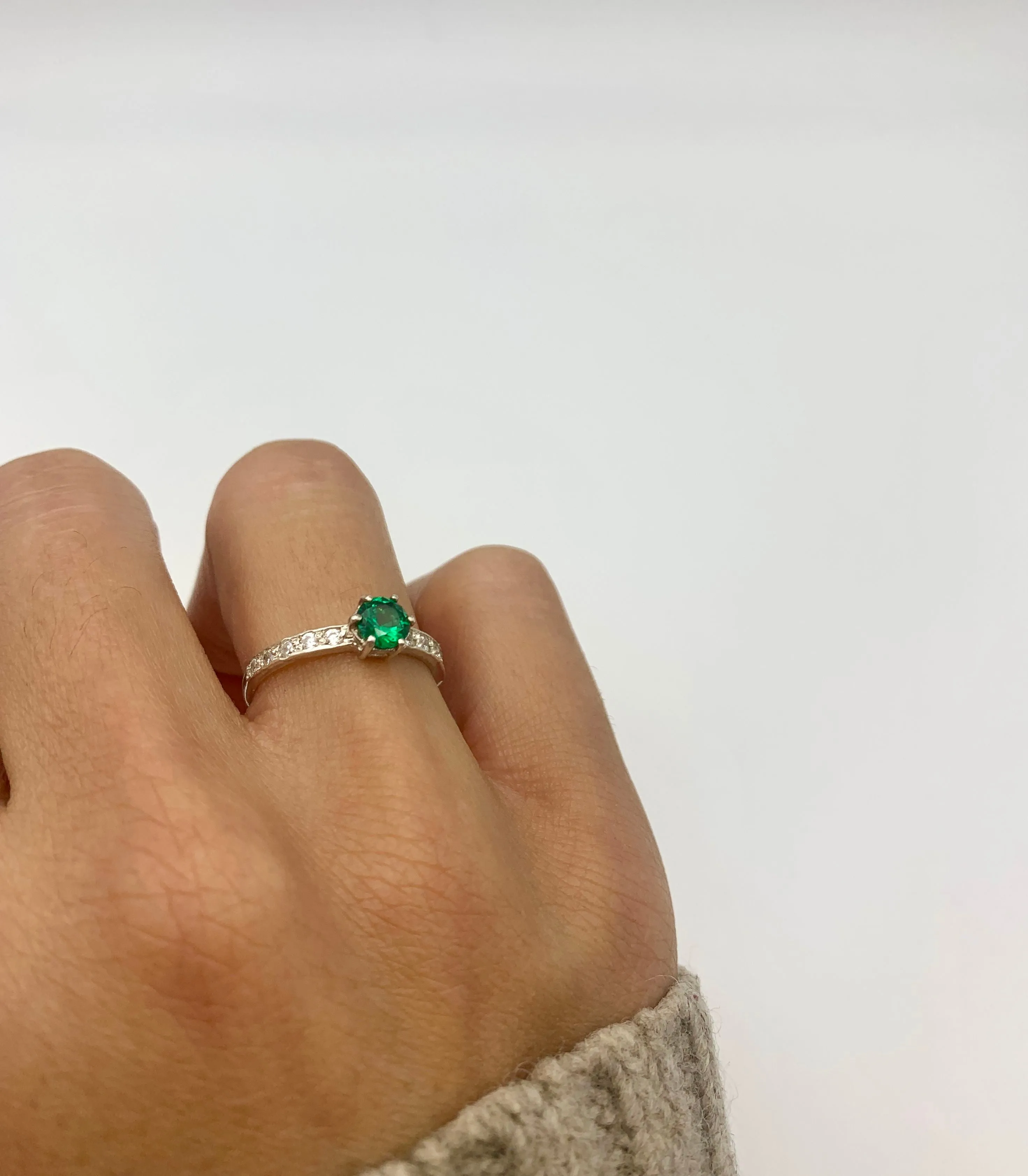 Emerald Engagement Ring - Green Diamond Ring - Classy Vintage Ring
