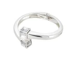Envy Hinged Bangle with Crystal Cube Silver