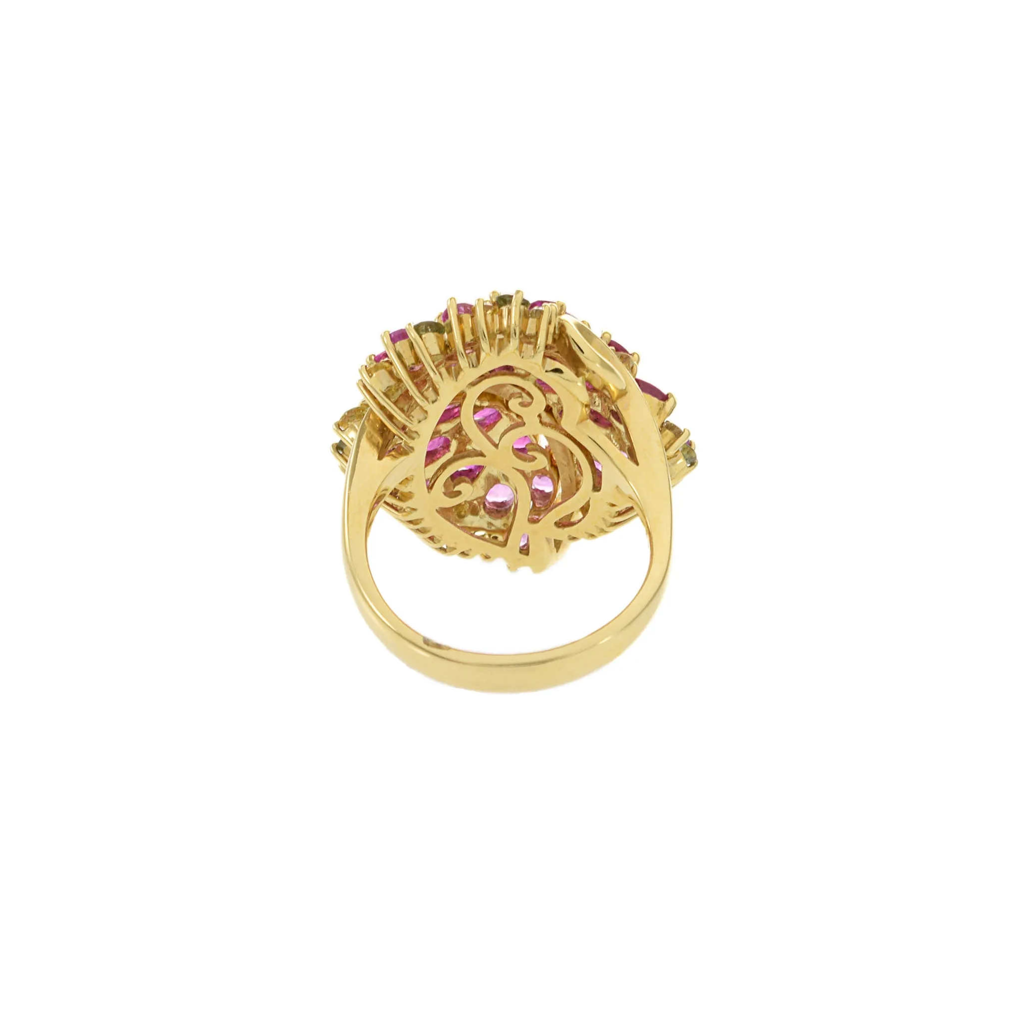 Estate 18KT Yellow Gold Pink Sapphire And Diamond Ring