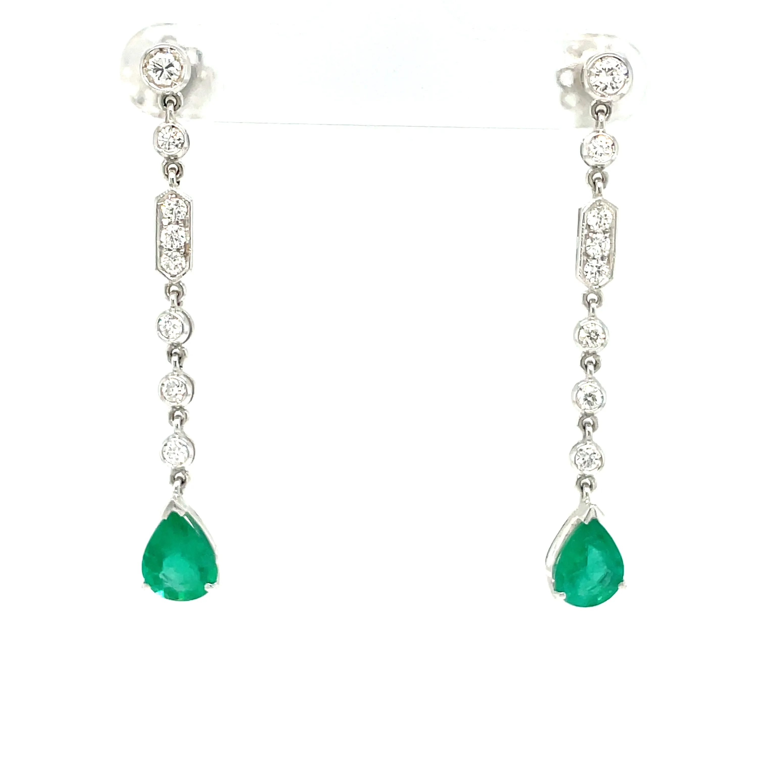 Estate Colombian Emerald Diamond Chandelier Earrings